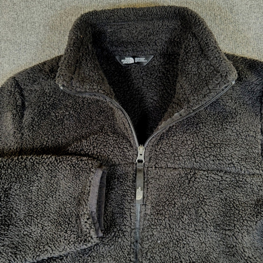 The North Face Mens Sherpa Fleece Full Zip Jacket Black S High Pile Mock Neck